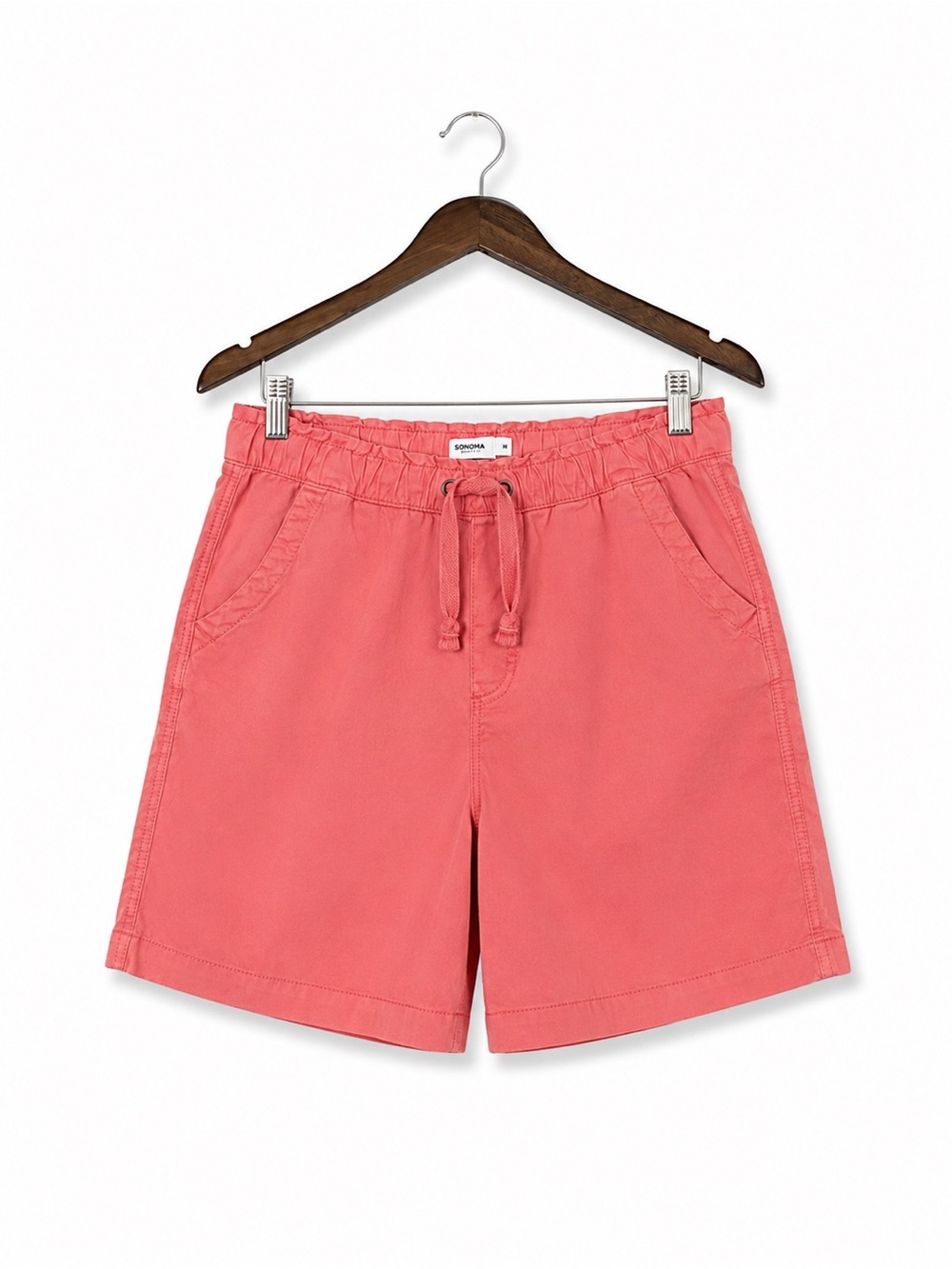 Sonoma Coral Pull On Chino Shorts Medium Elastic Waist Drawstring Pockets